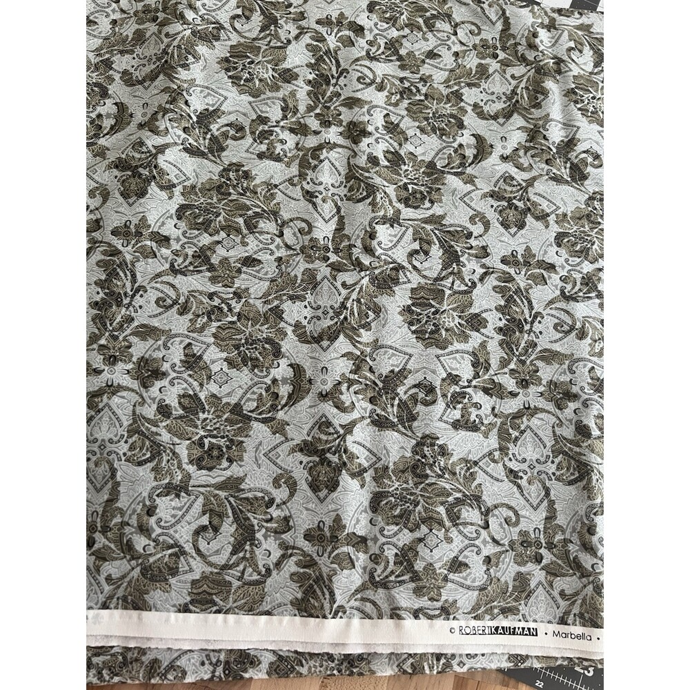 Quilting Cotton Marbella by Robert Kaufman Blue Grey Paisley Floral - 2.5 Yd